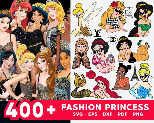 400 Bundle Fashion Princess Svg, Disney Princess Svg, Princess Bundle