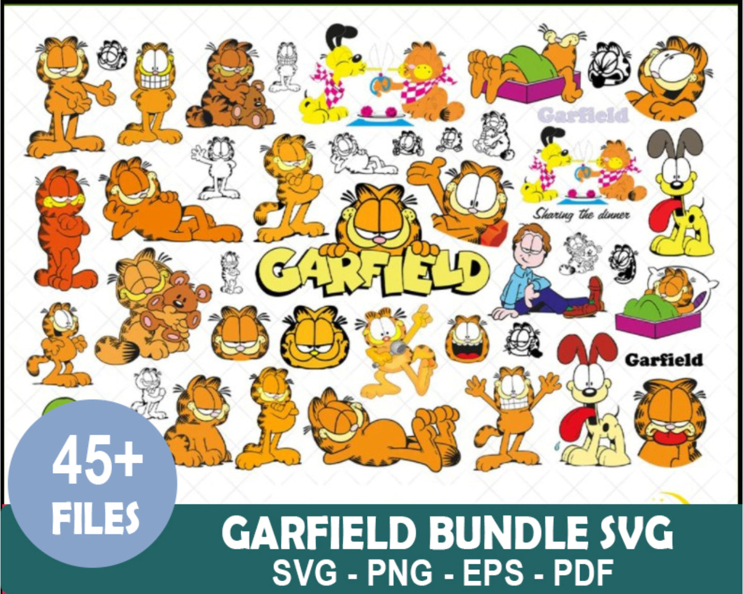 Garfield Bundle Svg, Garfield Svg, Odie svg, Garfield png, Beagle Dog