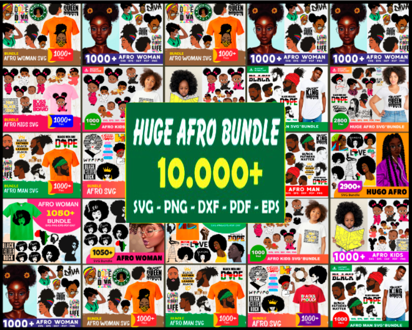 10.000 Huge Afro Mega Bundle Svg, Afro Man, Afro Women Svg, Afro Kids