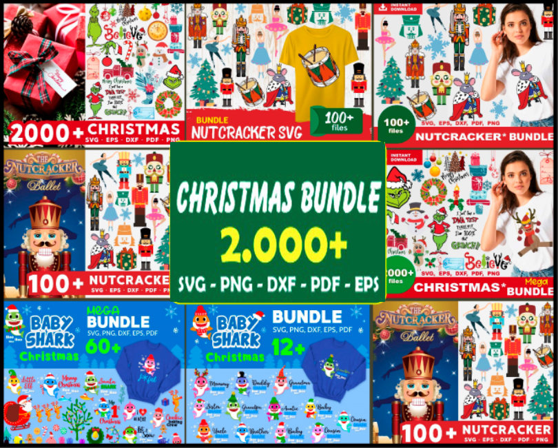 2000 Christmas Mega Bundle Svg, Christmas Svg, Merry Christmas