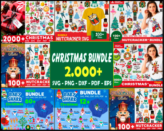 2000 Christmas Mega Bundle Svg, Christmas Svg, Merry Christmas