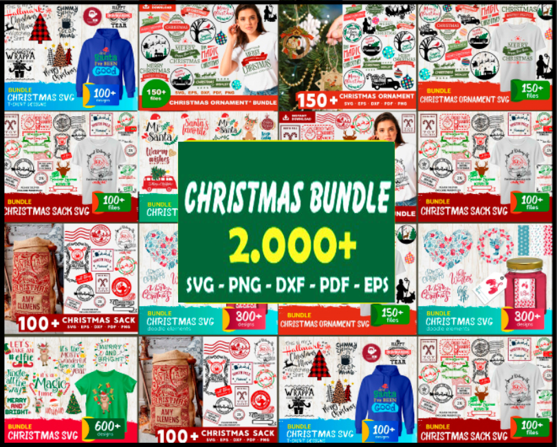 2000 Mega Christmas Bundle Svg, Christmas Svg, Merry Christmas Svg