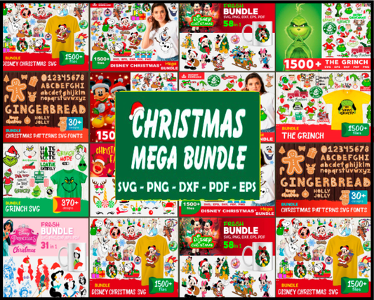 Christmas Mega Bundle Svg, Disney Christmas Svg, Grinchmas Svg