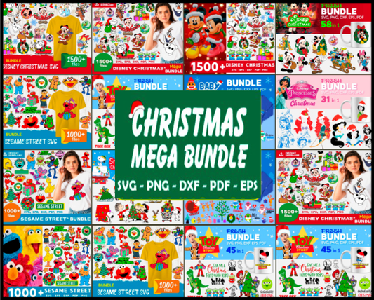 Disney Christmas Mega Bundle, Mickey Svg, Princess Christmas Svg