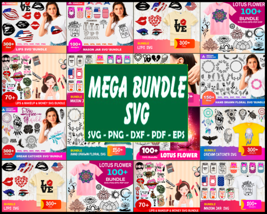 Mega Bundle Svg, Dream Catcher Svg, Lips Bundle Svg, Hand Drawn Floral