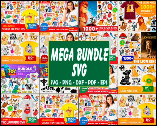 Disney Cartoon Mega Bundle, Lion king Svg, Winnie Poor Svg, Toy Story