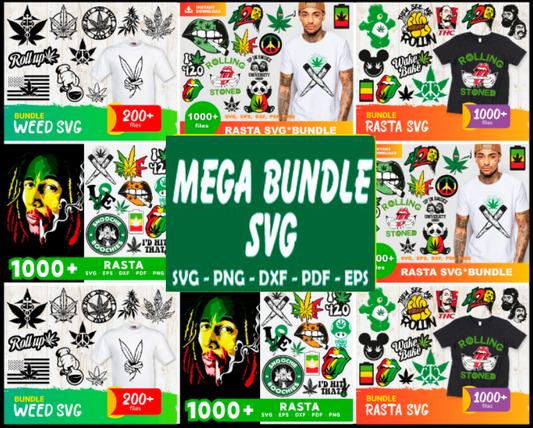 All Rasta Mega Bundle Svg, Cannabis Weed Svg, Cannabis Leaf Svg