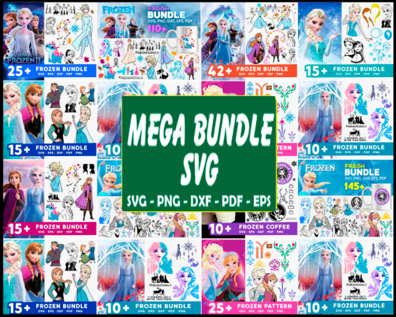 Disney Frozen Fresh Mega Bundle Svg, Elsa Svg, Anna Svg, Snow Svg