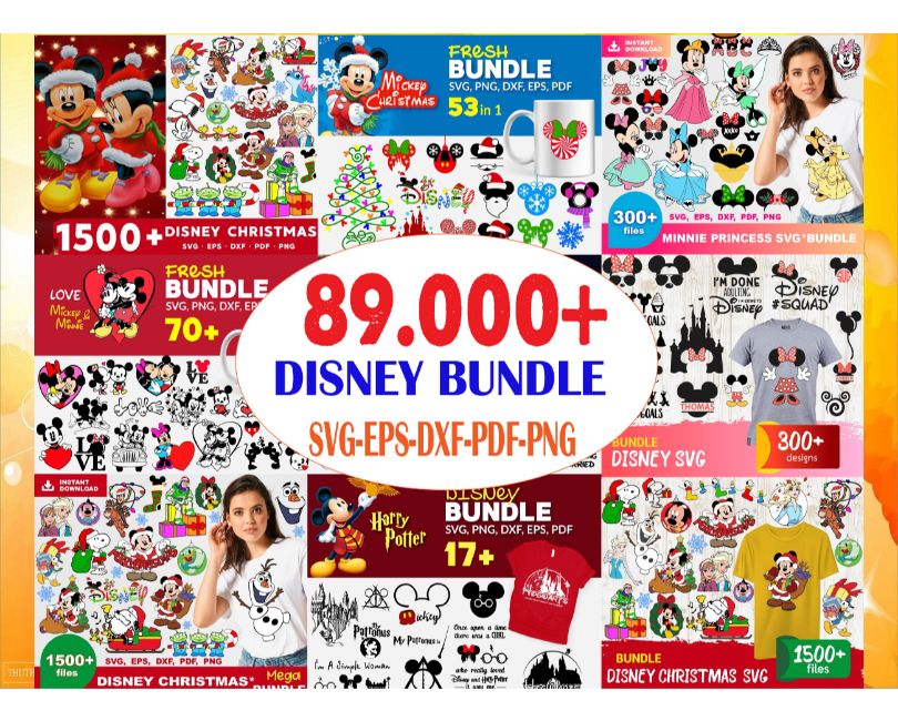 89000 Disney Bundle Svg, Disney Svg, Disney Castle Svg, Disney