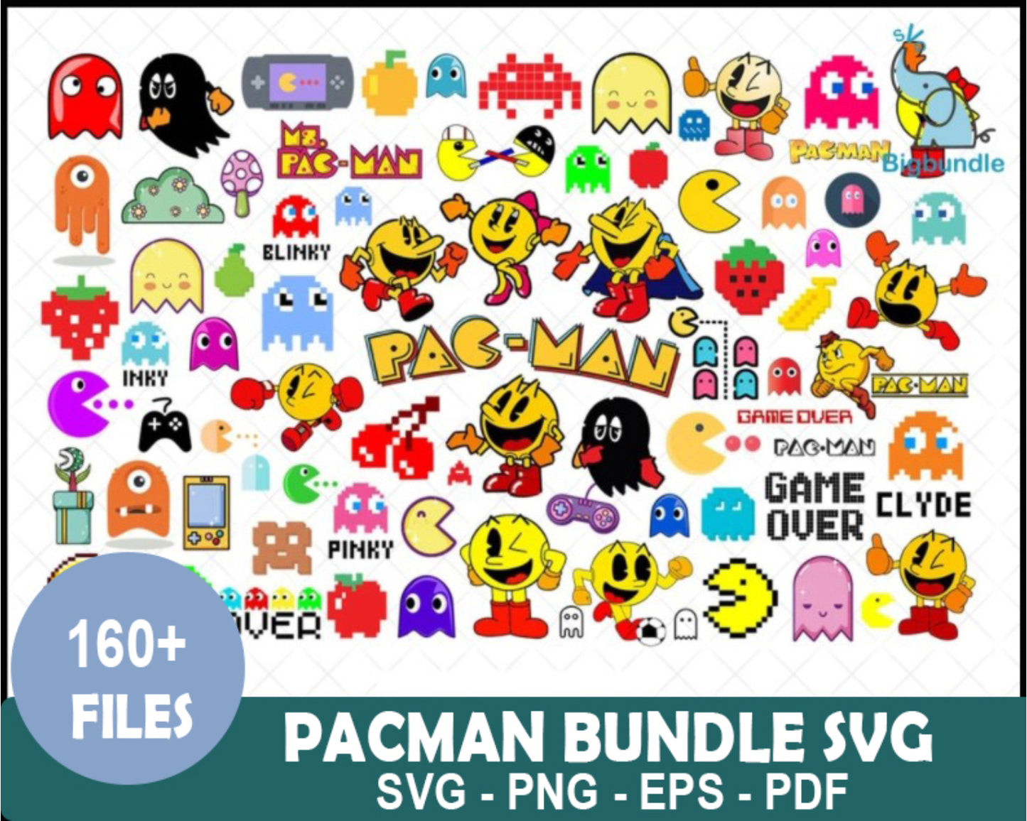 Pacman SVG bundle, Pacman SVG for Cricut, Cut file, Cricut file