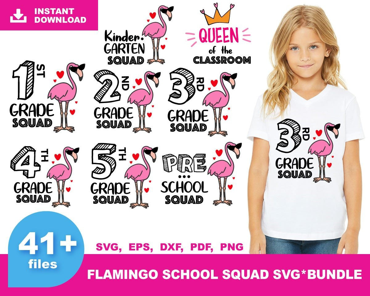 Back To School Mega Bundle, Rainbow Svg, Flamingo School Svg