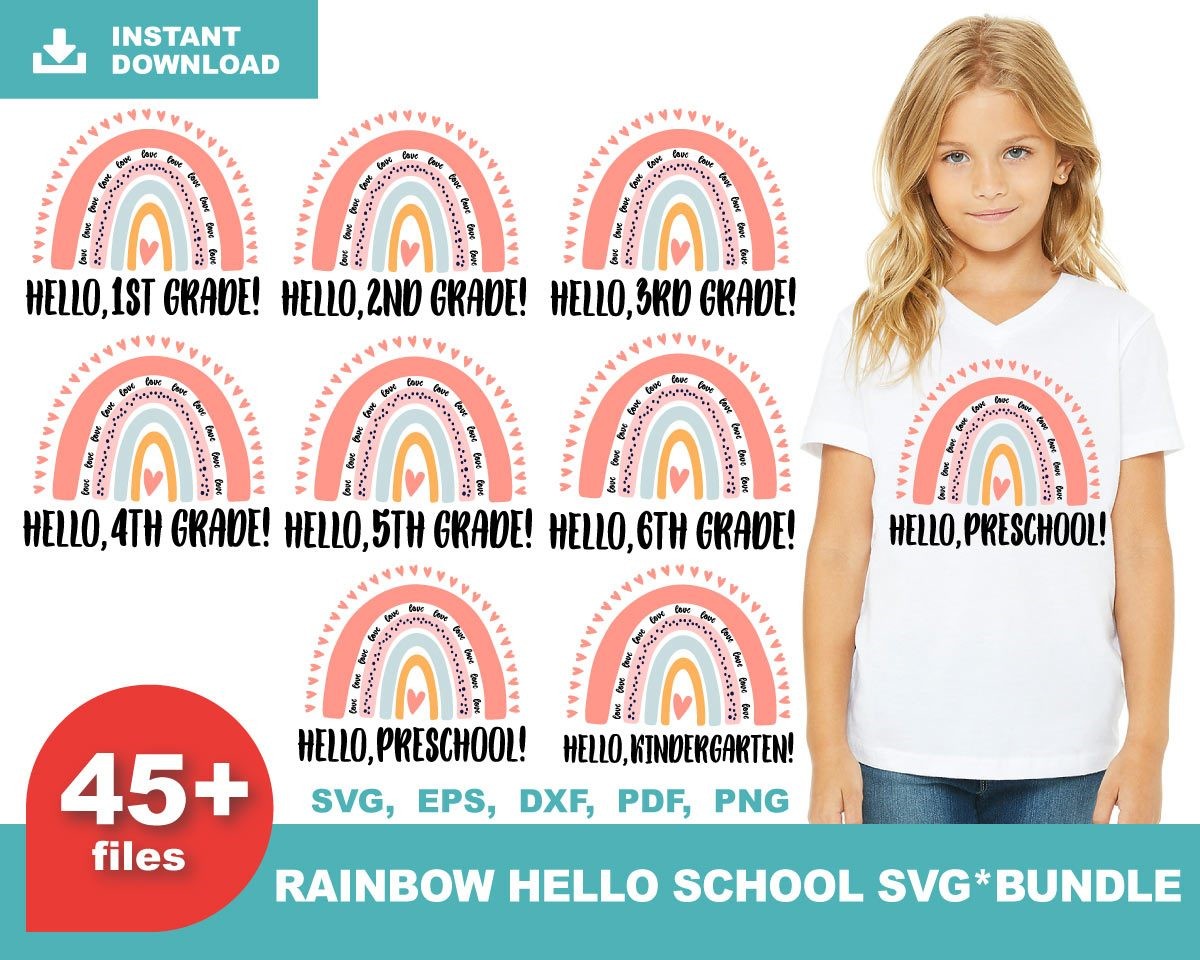 Back To School Mega Bundle, Rainbow Svg, Flamingo School Svg