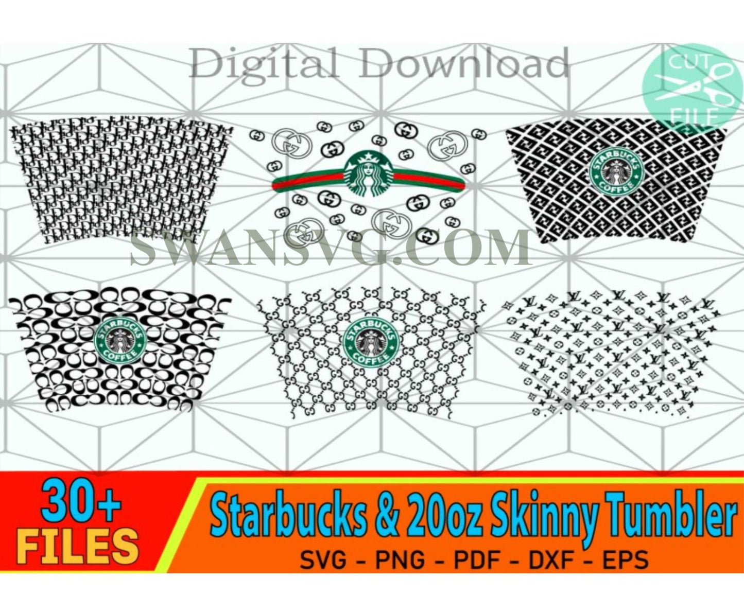 StarBucks 20oz Skinny Tumbler Svg, Fashion Brand Svg, Bundle Logo