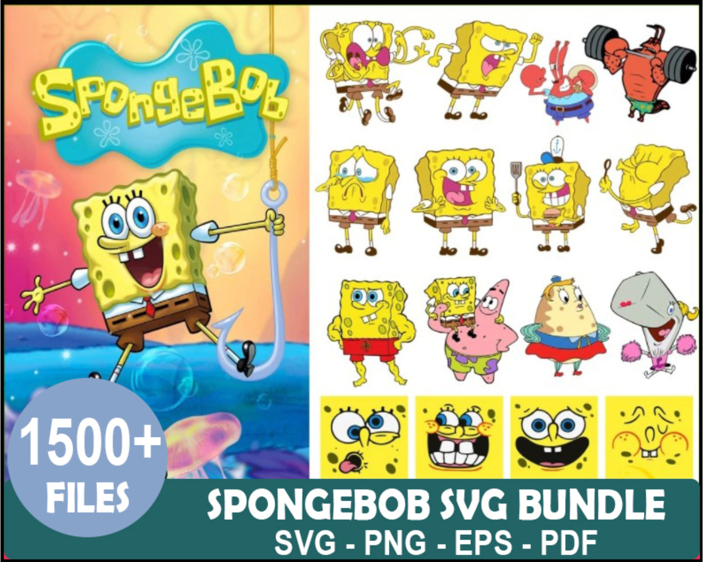 SpongeBob Bundle SVG, SpongeBob SVG, SpongeBob font, SpongeBob png