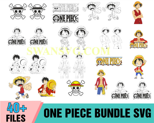 40 One Piece Bundle SVG, Anime Svg, Cartoon Japan Svg, Manga Svg