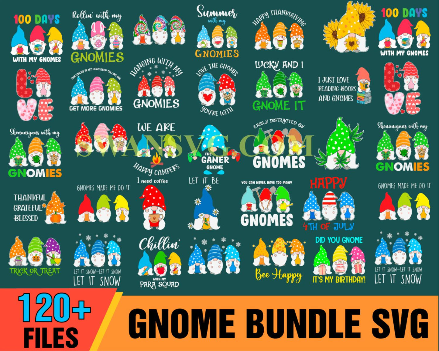 120 Gnome Bundle SVG, Gnome Bundle Svg, Gnome Shirt, Cute Gnome Svg