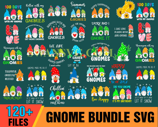 120 Gnome Bundle SVG, Gnome Bundle Svg, Gnome Shirt, Cute Gnome Svg