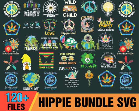 120 Hippie Bundle SVG, Hippie SVG, Hippie SVG Bundle