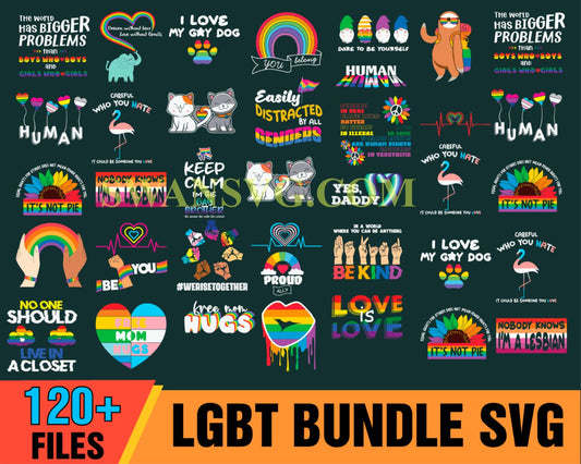 120 LGBT Bundle SVG, Lgbt Pride Svg, Rainbow Svg, Gay-Svg