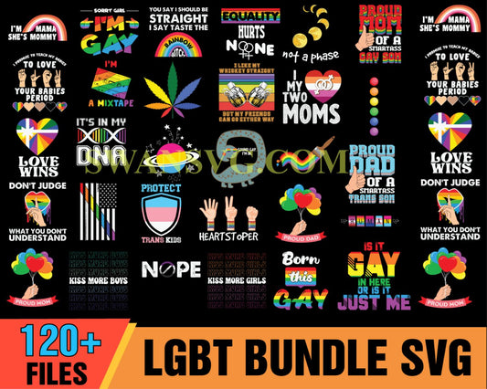 120 LGBT Bundle SVG, Gay-Rainbow, Gay-Flag Svg, Proud Ally Svg