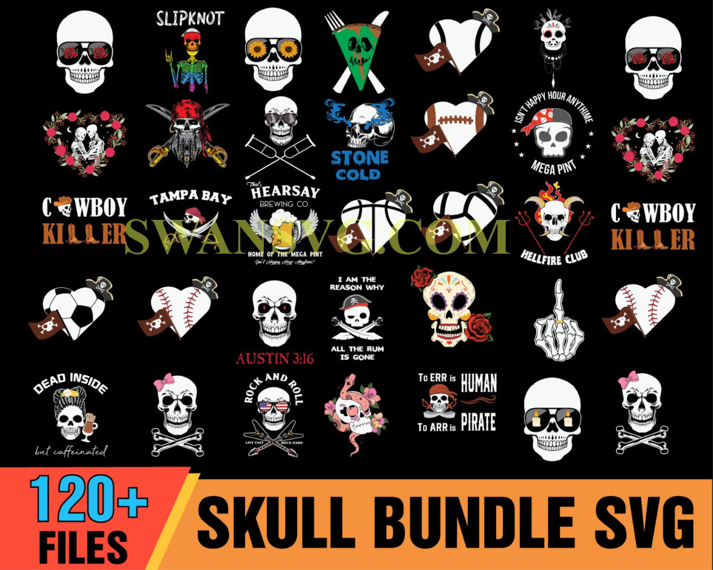 120 Skull Bundle SVG, Skull With flowers Svg, Messy Bun Skull Svg