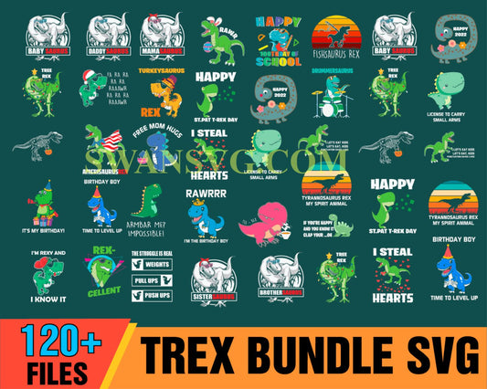 120 T Rex Bundle SVG, Dinosaur T rex SVG, Tyrannosaurus SVG