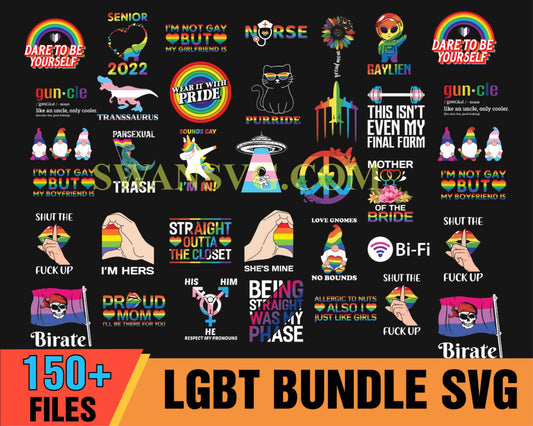 150 LGBT Bundle SVG, Heart Rainbow Svg, G-ay Svg, Lesbian Svg