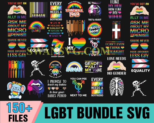 150 LGBT Bundle SVG, Love Is Love, Free Mom Hugs, Bear Lgbt Svg