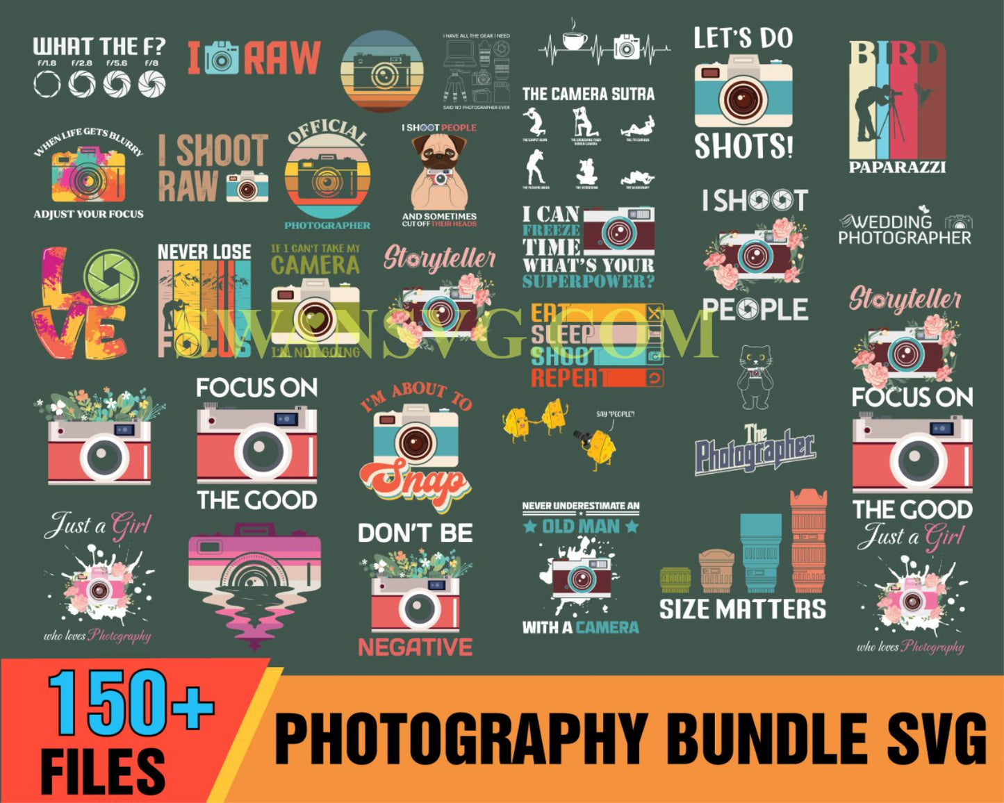 150 Photography Bunlde SVG, Camera Svg, Camera Man, Photographer