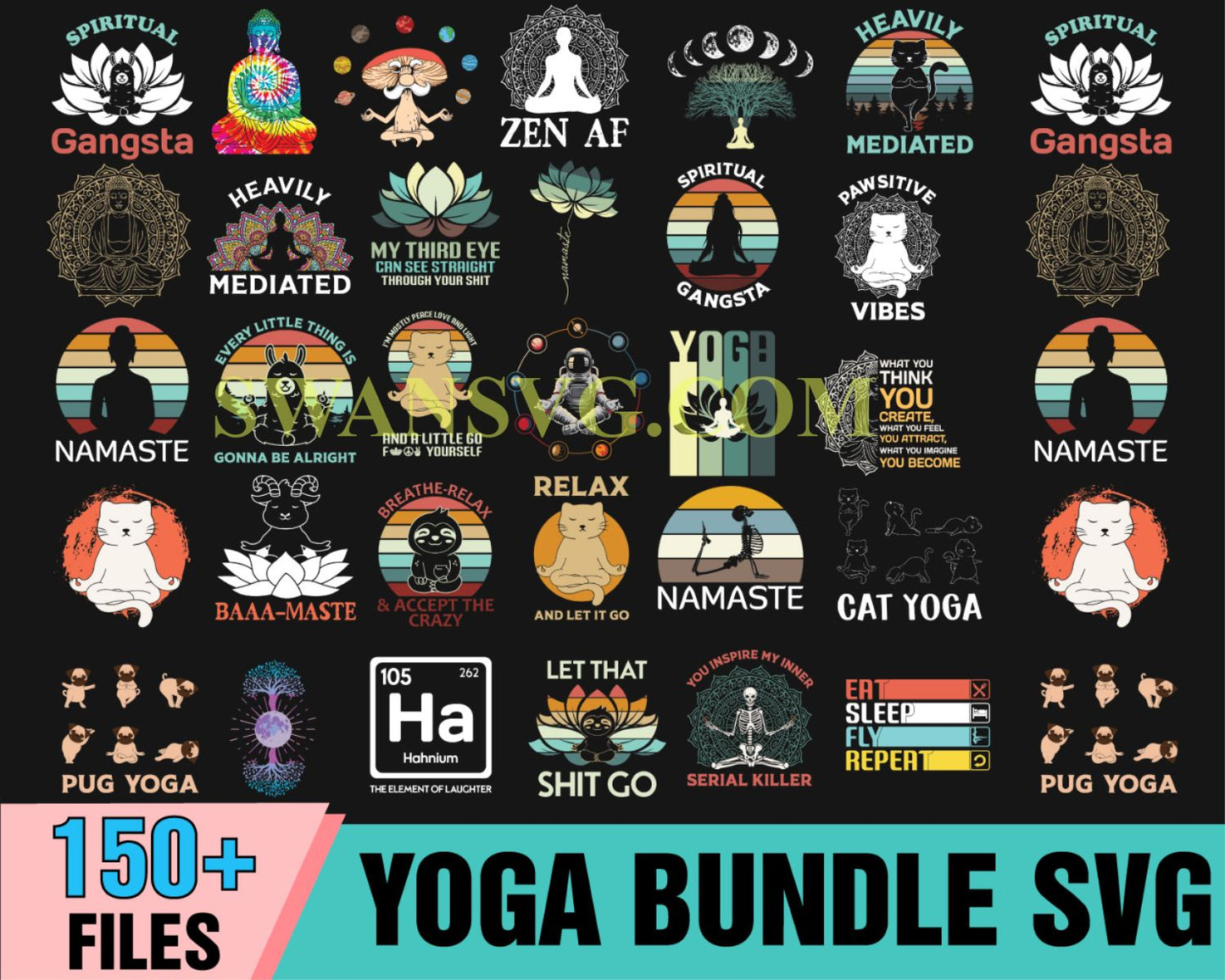 150 Yoga Bundle SVG, Yoga Svg, Do Exercise Svg, Do Yoga Svg, Buddha