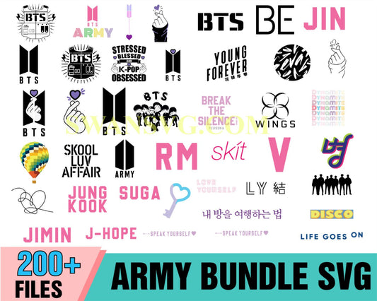 200 Army Bundle SVG, Jung Kook Svg, Jin Bts Svg, Bts Army Svg