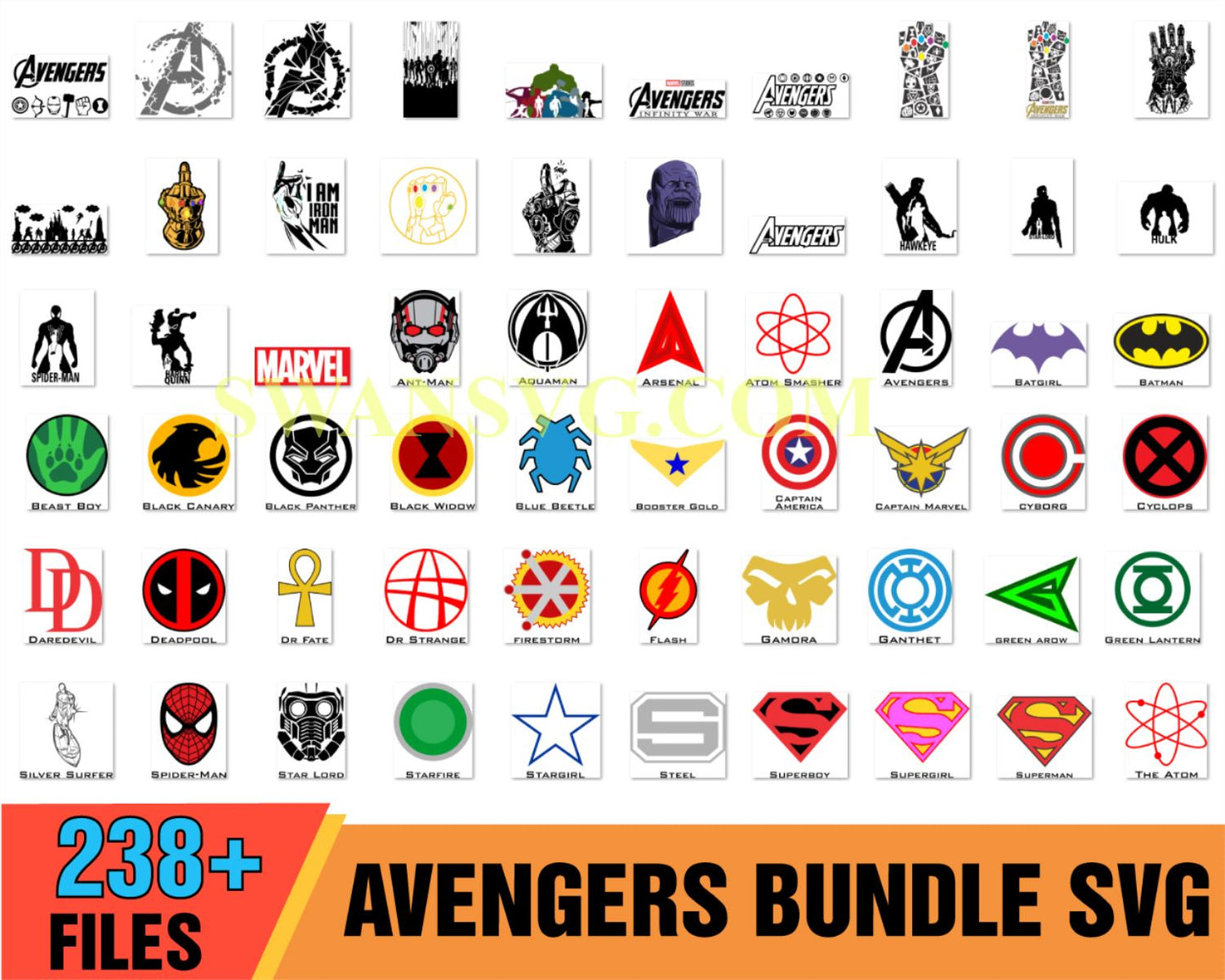 238 Avengers Bundle SVG, Marvel Svg, Avengers Svg, Endgame