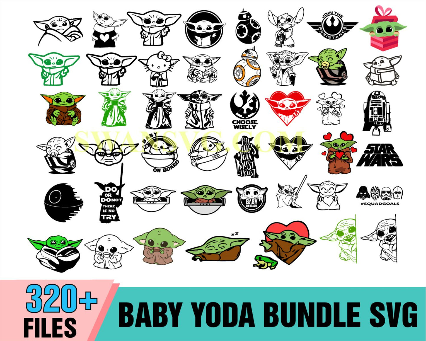 320 Baby yoda Bundle SVG, The Mandalorian Svg, Yoda Svg, Galaxy Svg