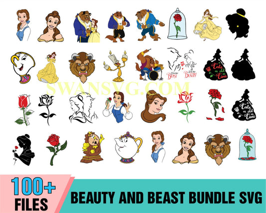 100 Beauty And Beast Bundle SVG, Disney Svg, Belle Svg, Disney