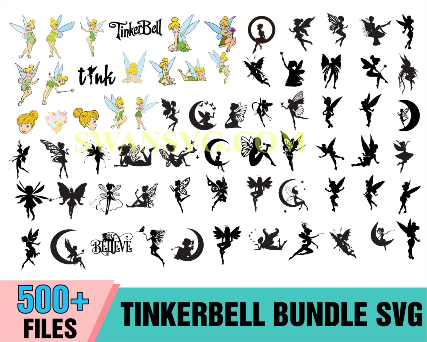 500 Tinkerbell Bundle SVG, Disney Svg, Tinkerbell Svg