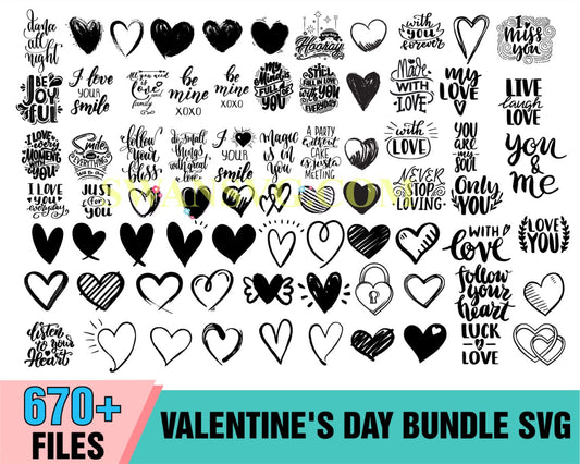 670 Valentines Day Bundle SVG, Heart Svg, Love svg, Heart svg