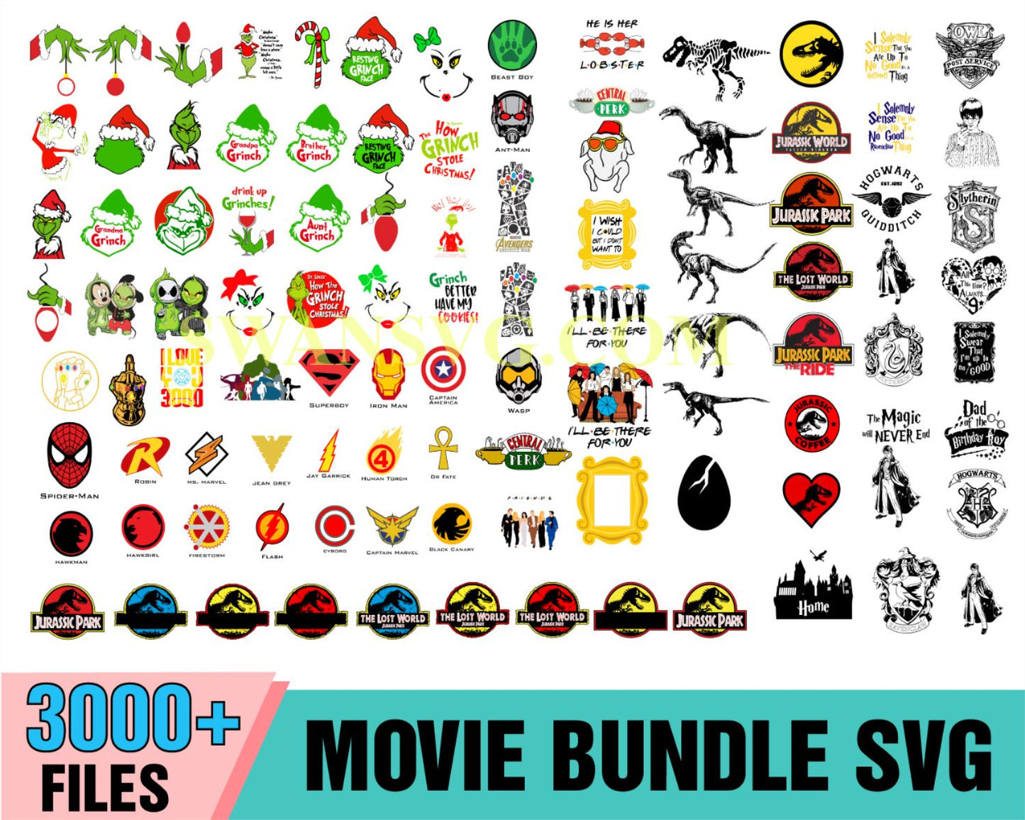 3000 All Moive Bundle SVG, Grinch Svg, Jurasic Svg, Marvel Svg