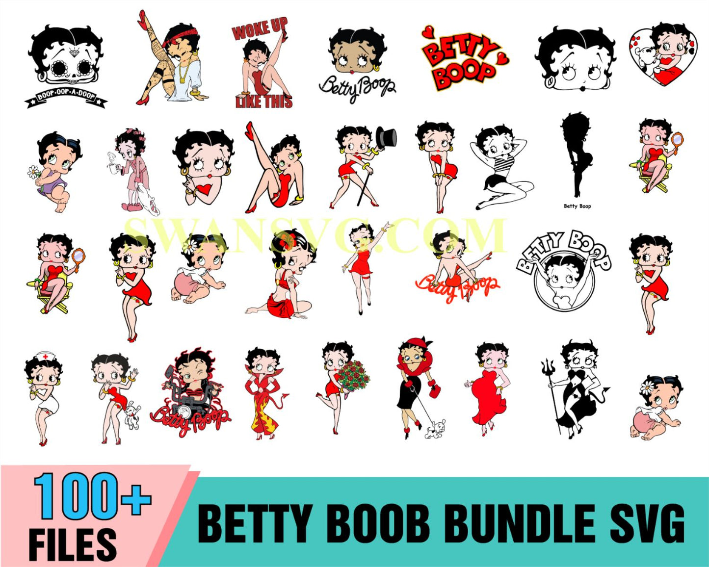 100 Betty Boop Bundle SVG, Cartoon Bundle Svg, Movie Characters