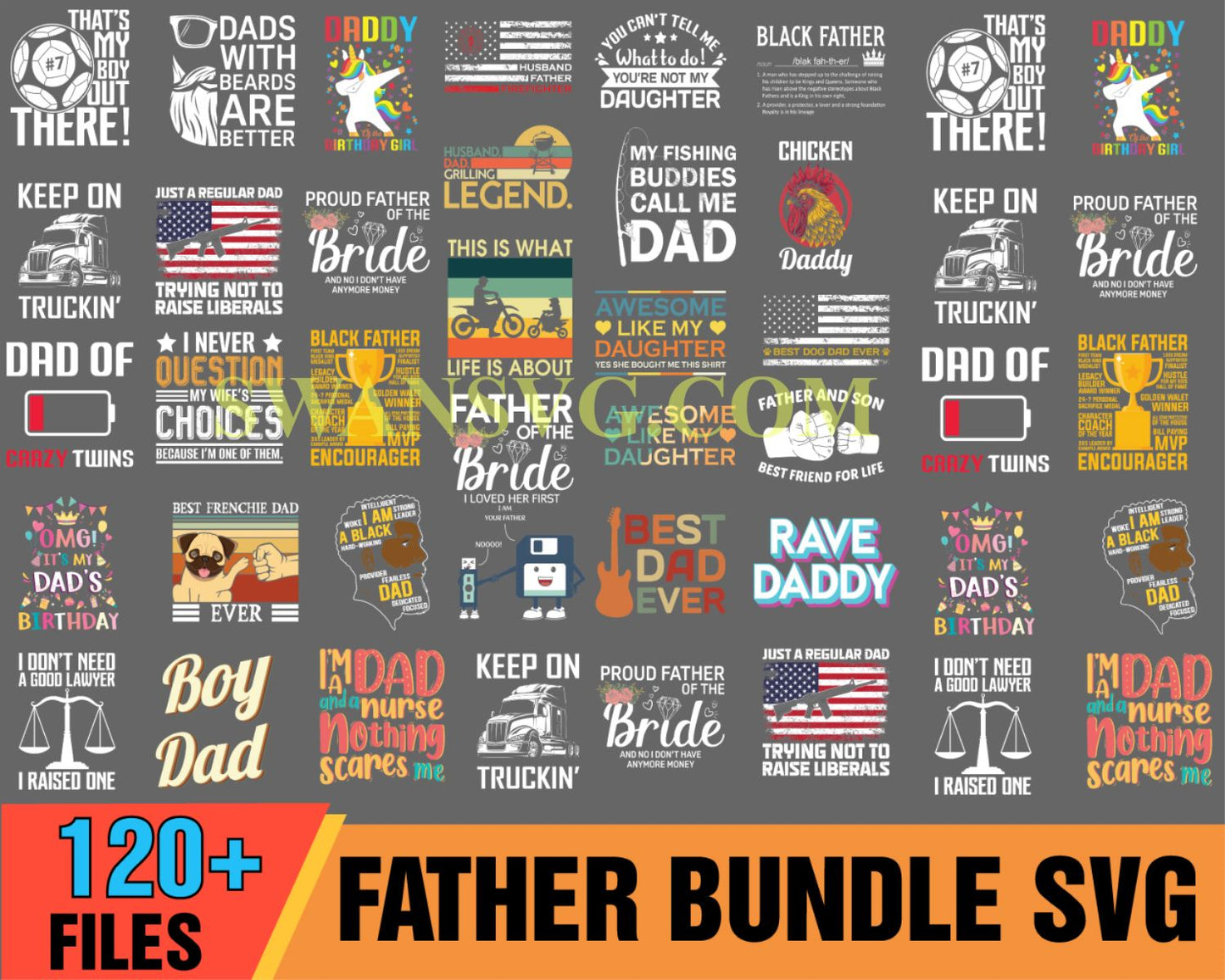 120 Father Bundle SVG, Fathers Day SVG, Best Dad, Trending Dad SVG