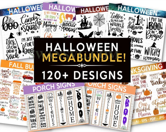 120 Mega Halloween Bundle, Heather Roberts Art Bundle, Fall svg