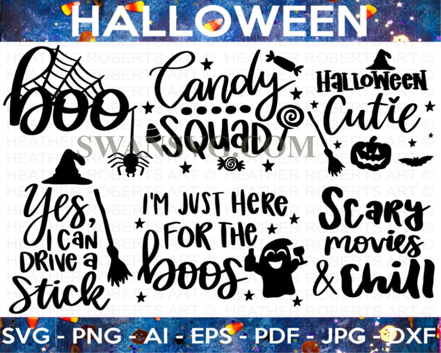 120 Mega Halloween Bundle, Heather Roberts Art Bundle, Fall svg