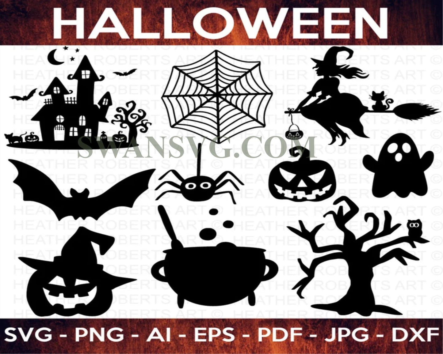 120 Mega Halloween Bundle, Heather Roberts Art Bundle, Fall svg