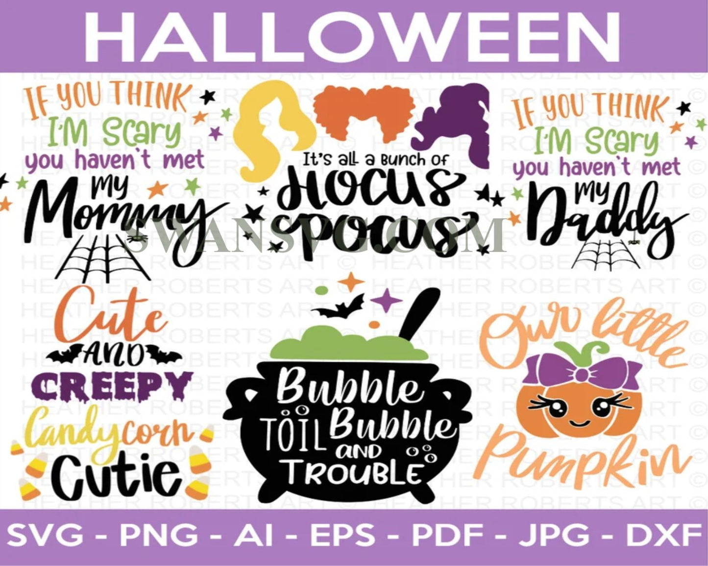 120 Mega Halloween Bundle, Heather Roberts Art Bundle, Fall svg