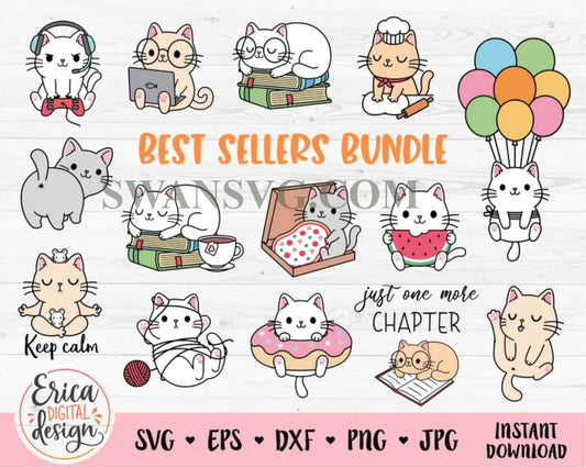 Cat Layered SVG Bundle, Funny Cat Svg, Cute Cat Svg, Cat lover