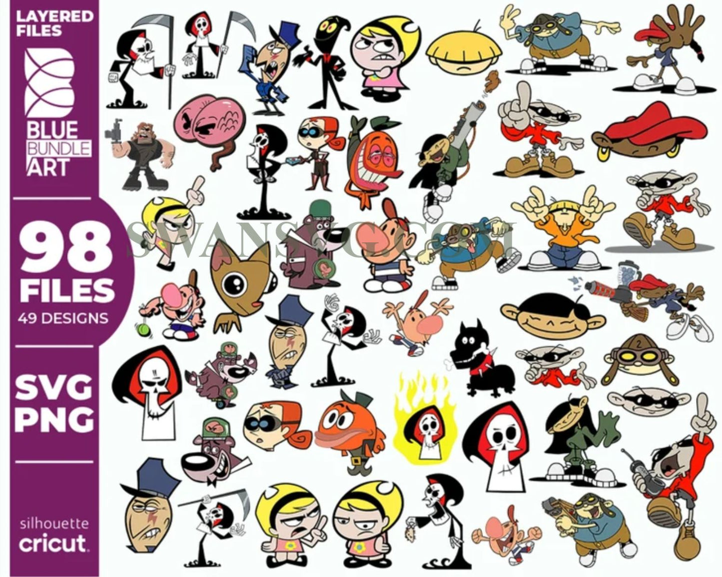 Cartoon Network 90s Bundle Svg, Cartoon Characters Svg, Grimm Reaper