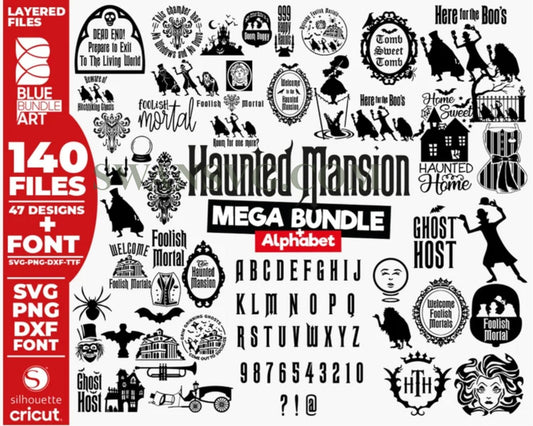 140 Haunted Mansion Bundle Svg,Halloween Svg, Haunted Mansion