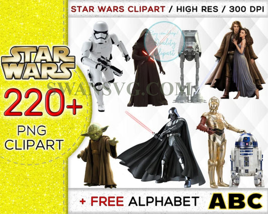 220 STAR WARS Bundle Png, Yoda Png, Star Wars Birthday, Star Wars