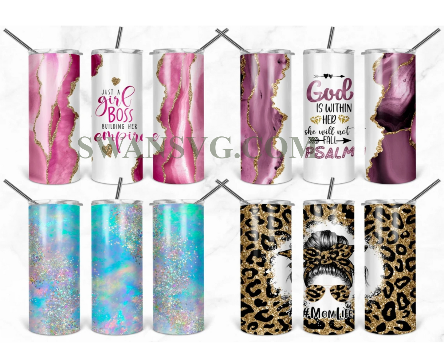 20oz Skinny Tumbler, Mama Tumbler PNG, Seamless Floral Tumbler