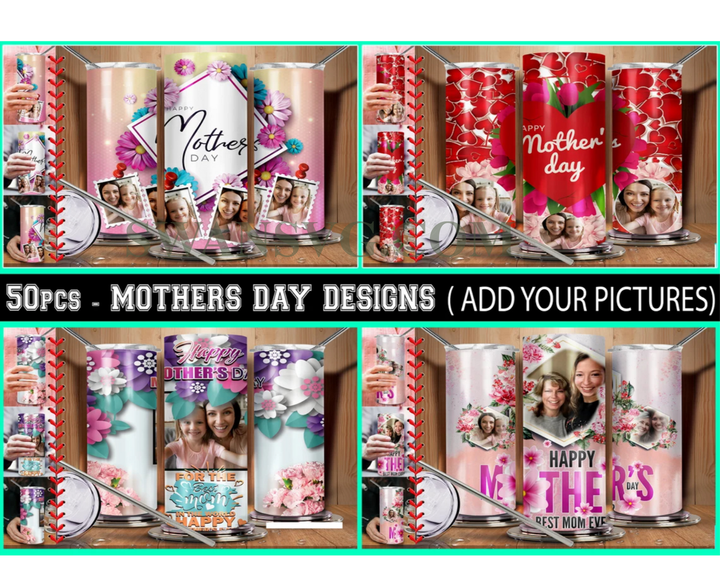 50 PCS,  Mothers Day Tumblers Sublimation, Tumblers Digital