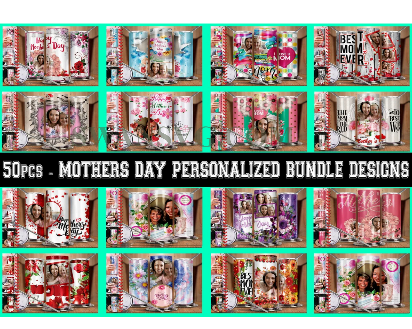 50 PCS,  Mothers Day Tumblers Sublimation, Tumblers Digital